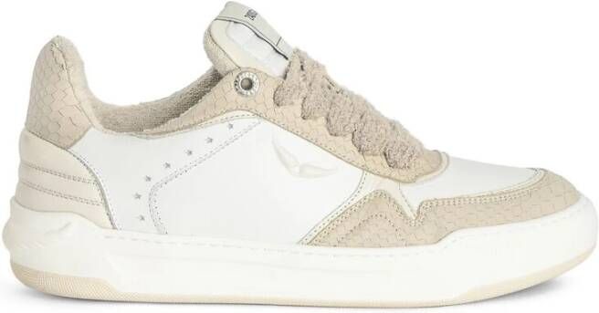 Zadig & Voltaire Witte Leren Sneakers met Vleugelmotief Beige Dames