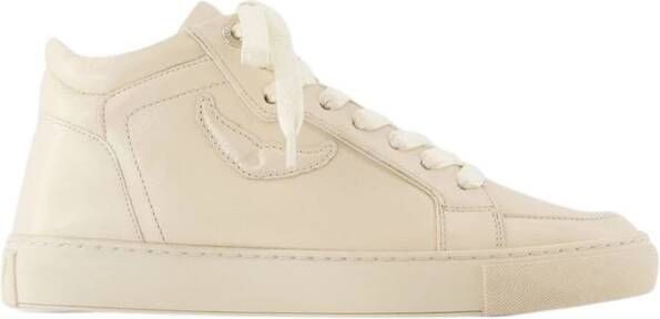 Zadig & Voltaire Witte Leren Sneakers Mid Fly White Dames