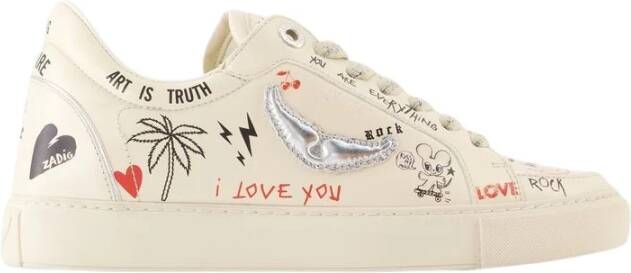 Zadig & Voltaire Zilver Leren Fly On Sneakers Multicolor Dames