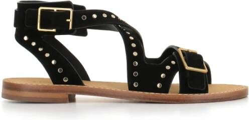 Zadig & Voltaire Zwarte Sandalen met Studs en Kruisbandjes Black Dames