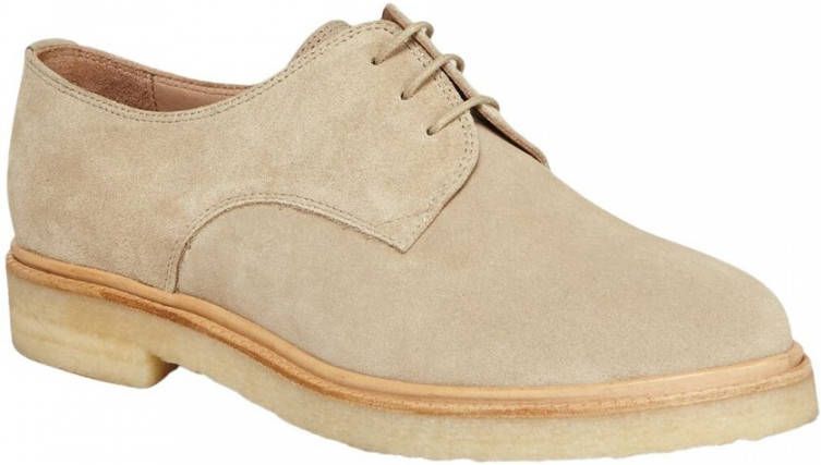 Zespà Taupe Suede Derbies met Crêpe Sole Beige Dames