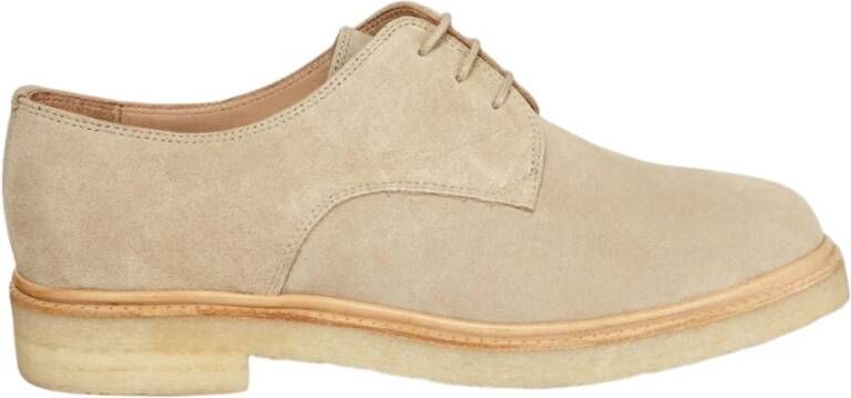 Zespà Taupe Suede Derbies met Crêpe Sole Beige Dames