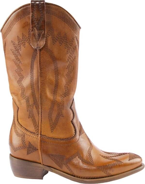 Zoe Western Leren Laars Bruin Brown Dames