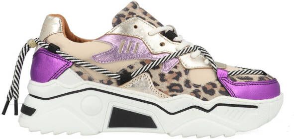 Dwrs Dames Sneakers Jupiter Leopard Sand purple Zand