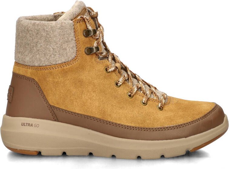 Skechers Glacial Ultra Go dames veterboot Cognac