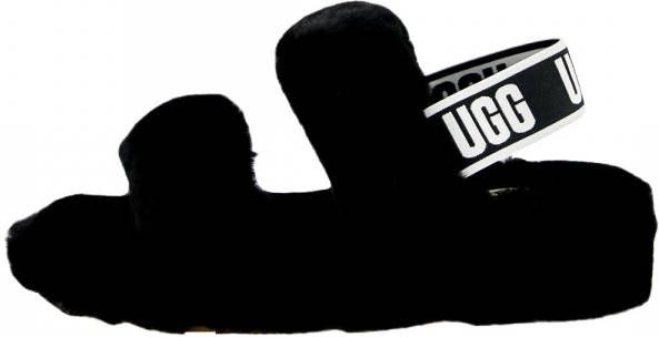 Ugg Oh Yeah Slide Dames Slippers en Sandalen Black Leer Foot Locker - Foto 6