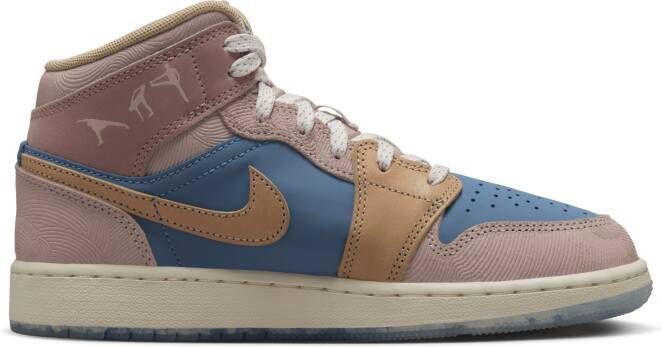 Jordan Air 1 Mid Sneaker School kinderschoen Blauw