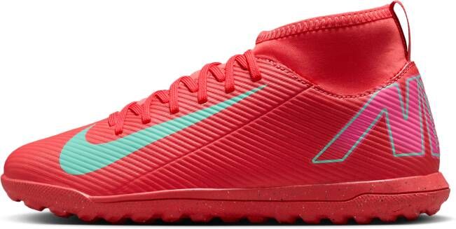 Nike Jr. Mercurial Superfly 10 Club high-top voetbalschoenen voor kleuters kids (turf) Rood