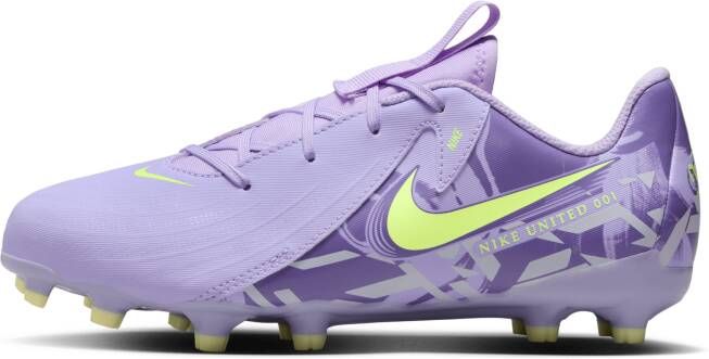 Nike United Jr. Phantom GX 2 Academy low-top voetbalschoenen voor kids (meerdere ondergronden) Paars