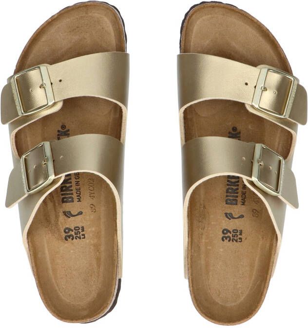 Birkenstock Arizona Metallic Women Gold Birko-Flor Narrow Slippers