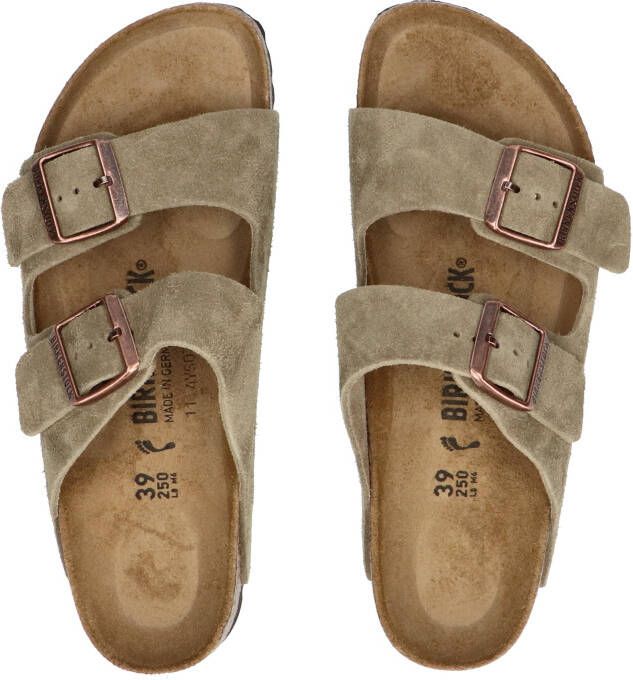 Birkenstock Arizona Women Taupe Suede Narrow Slippers