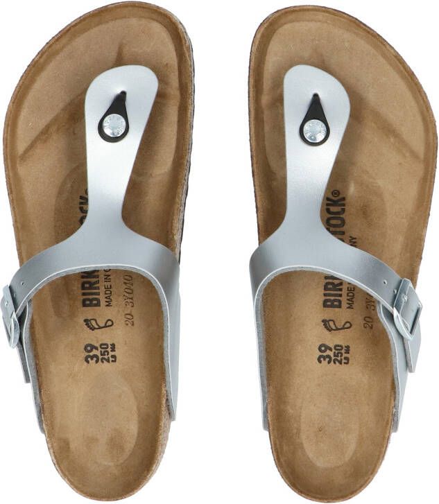 Birkenstock Gizeh Women Silver Birko-Flor Regular Slippers