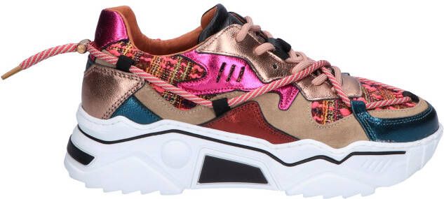 Dwrs label Jupiter Tweed Beige Fuxia Sneakers