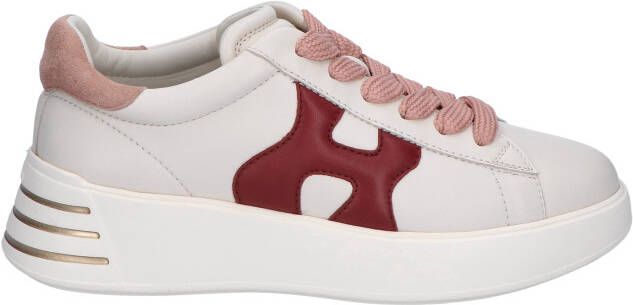 Hogan Rebel H564 Beige Red Leather Sneakers