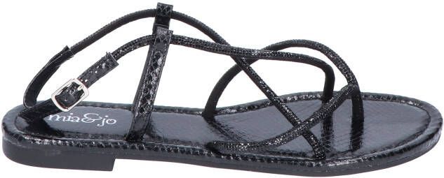 Mia&Jo Twiggy Black Fiber With Stone Sandalen