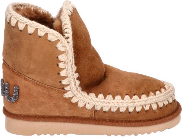 Mou Eskimo 18 Glitter Logo Mid Cognac Enkellaarzen