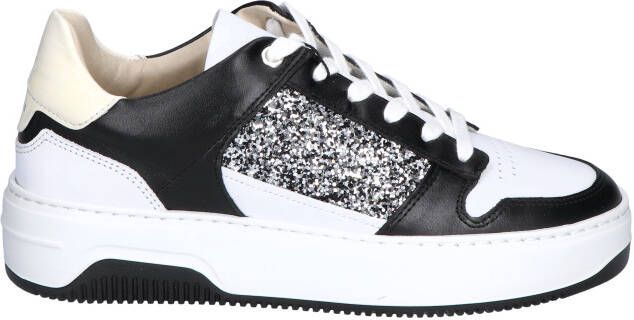 Nubikk Basket Court Women White Black Glitter Lage sneakers