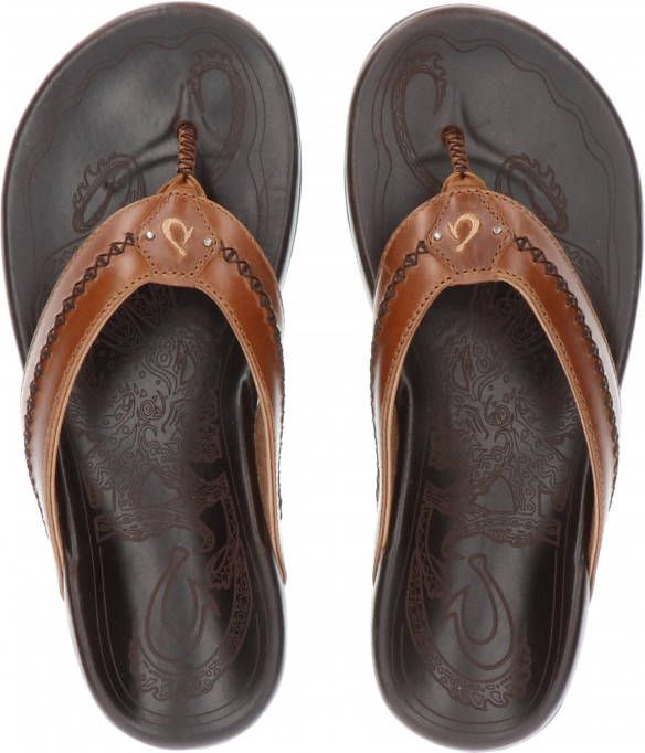 Olukai 10138 Mea Ola Tan Dark Java Slippers