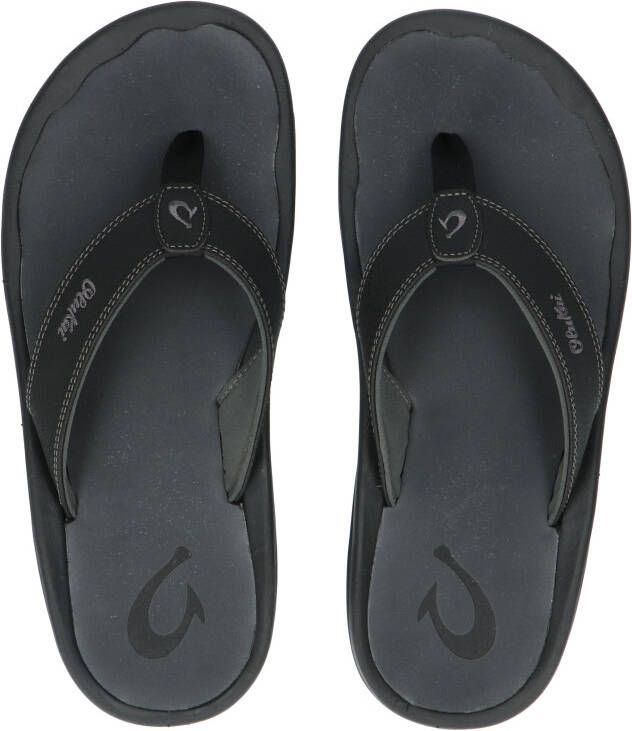 Olukai Ohana Black Dark Shadow Slippers