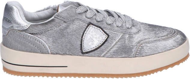 Philippe Model Nice Low Court Sneaker Women Pony Metal Argento Sneakers