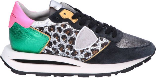 Philippe Model Tropez Haute Sneaker Glitter Women Glitter Leo Noir Vert Sneakers