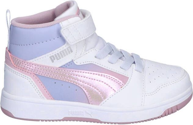 Puma Rebound V6 Mid Blurry Dreams Velcro White Rose Cool Sneakers