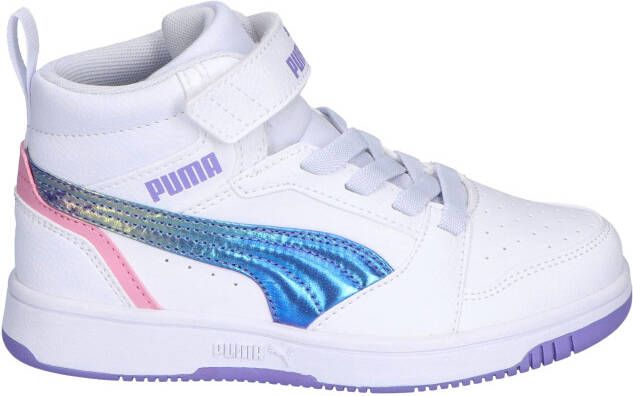 Puma Rebound V6 Mid Bouncy Velcro White Lavender Mauve Sneakers