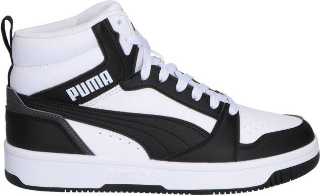 Puma Rebound V6 Mid Jr White Black Shadow Grey Sneakers