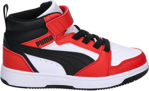 Puma Rebound V6 Mid White Black Red Sneakers