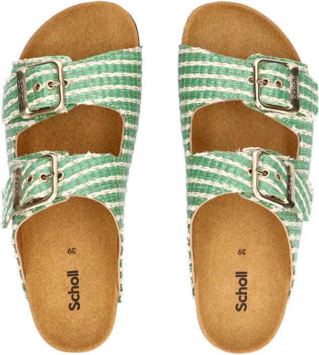 Scholl Noelle Raffia Green Beige Muilen