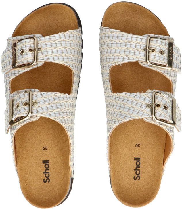 Scholl Noelle Raffia White Beige Muilen