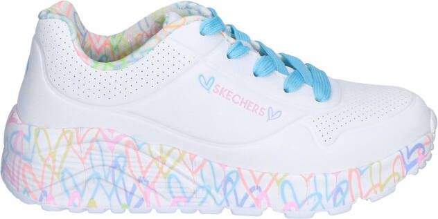 Skechers X J Goldcrown Uno Lite Lovely Luv White Pink Turqoise Sneakers