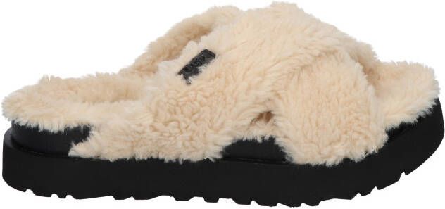 Ugg Fuzz Sugar Cross Slide Natural Black Muilen