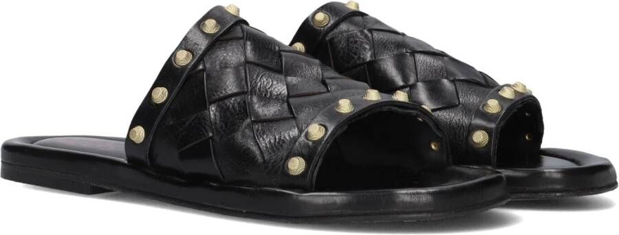 A.s.98 Zwarte Modieuze Slippers met Gouden Studs Black Dames