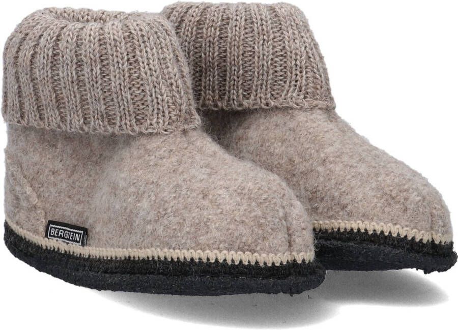 Bergstein Cozy Sloffen Pantoffels voor en kinderen 100% Zuiver sc wol Beige