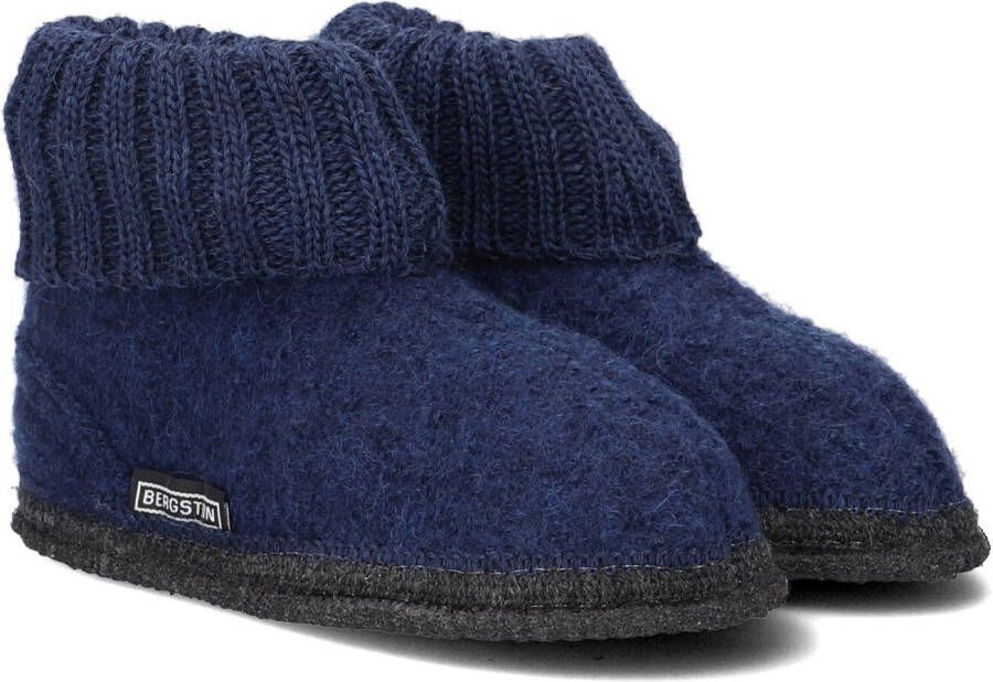 Bergstein Cozy Sloffen Pantoffels voor en kinderen 100% Zuiver sc wol Dark Blue