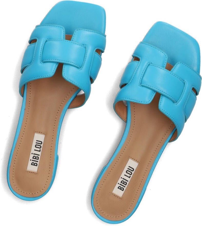 BiBi Lou Slippers Dames Sandalen Instappers Damesschoenen Leer Blokhak 760Z10VK Blauw