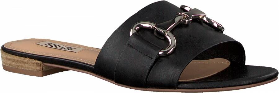 Bibi Lou Zwarte Leren Instap Sandalen Black Dames