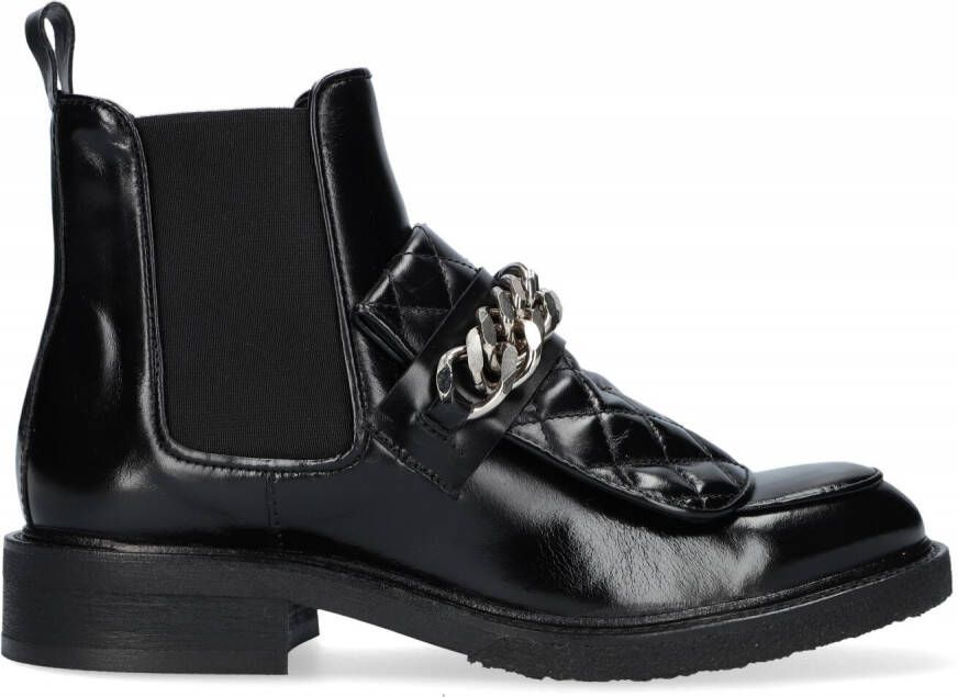 Billi Bi Zwarte Chelsea Boot met Gewatteerde Flap Black Dames