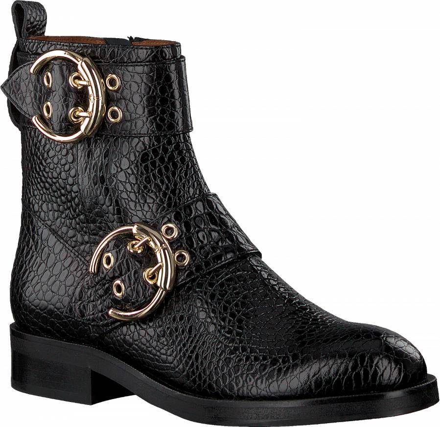 Billi Bi Zwarte Bikerboot met Gouden Details Black Dames