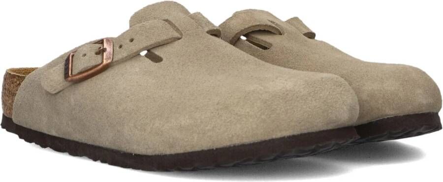 Birkenstock Kid's Boston BS Suede Leather Sandalen Narrow beige