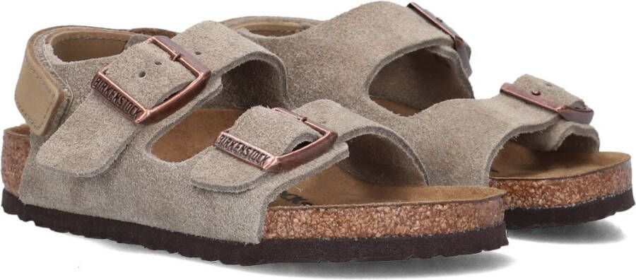Birkenstock Kid's Milano AS Suede Leather Sandalen Narrow beige bruin
