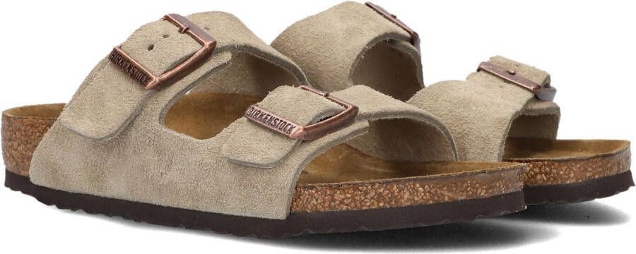 Birkenstock Kid's Arizona Suede Leather Sandalen Narrow beige bruin