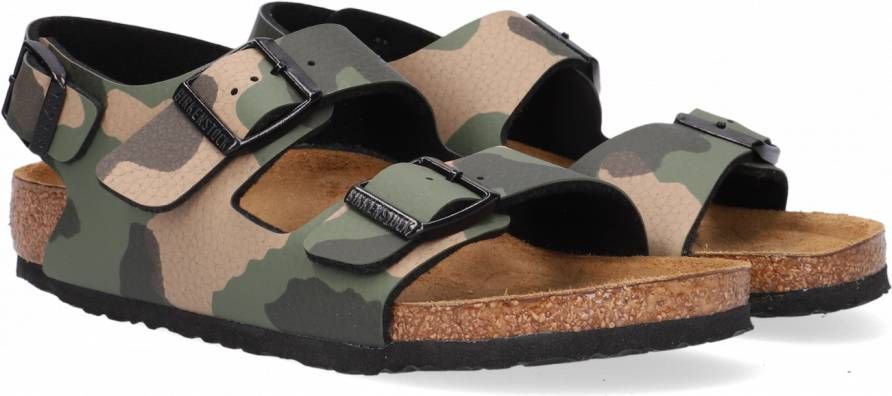 Birkenstock Milano Kids Sandalen Desert Soil Camouflage Khaki Narrow fit | Groen | Imitatieleer