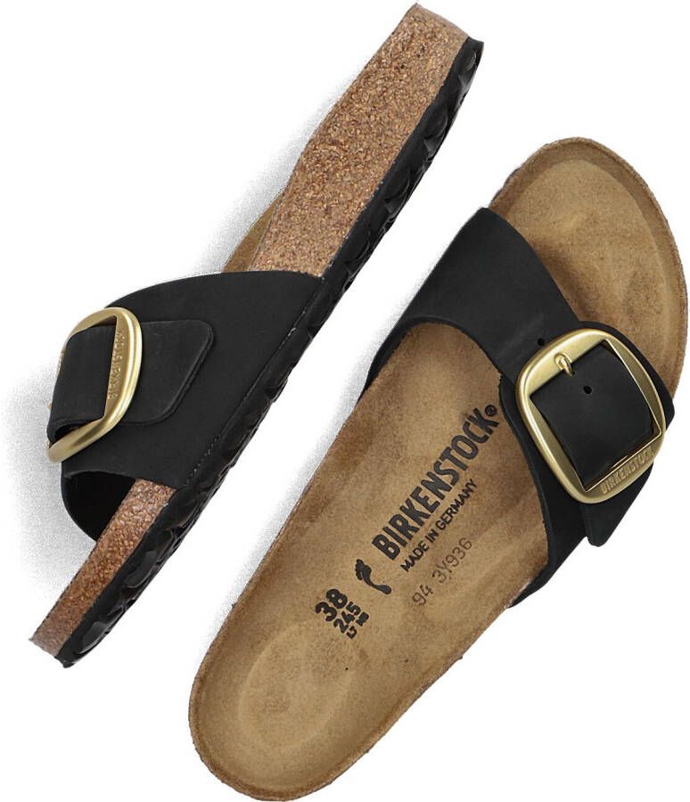 BIRKENSTOCK Slippers Dames Madrid Big Buckle Maat: 37 Materiaal: Nubuck Kleur: Zwart