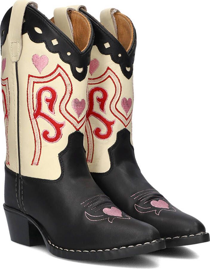 Bootstock Sweetheart leren cowboylaarzen zwart ecru