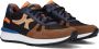 Braqeez 422942 413 Jongens Lage Sneakers Bruin Blauw Oranje Leer Veters - Thumbnail 1