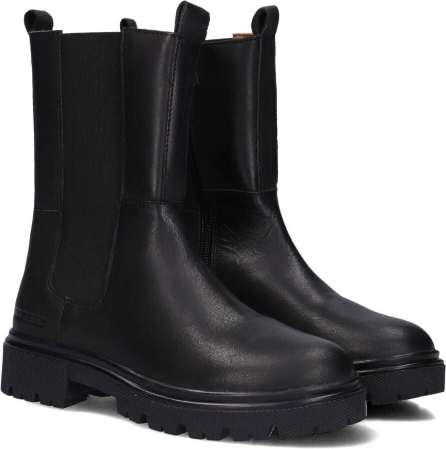 Braqeez 424563-589 Meisjes Chelsea Boots Zwart Leer Elastiek Met Rits