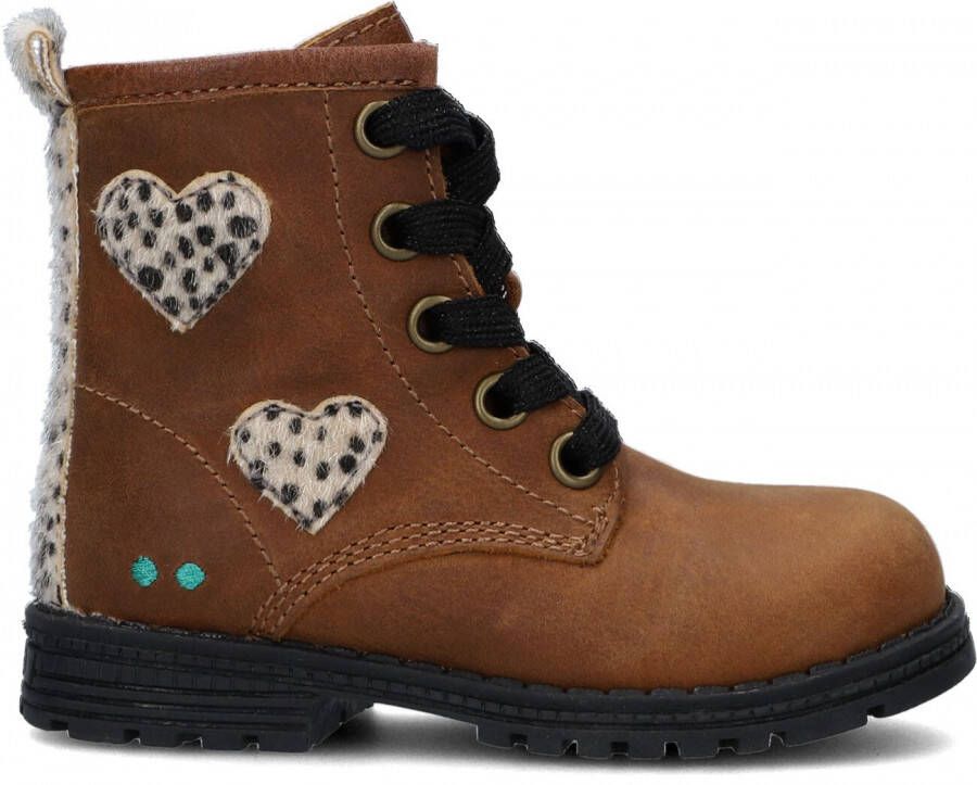 BunniesJR Bunnies JR Thijs Trots Meisjes Biker Boots Bruin Leer Veters