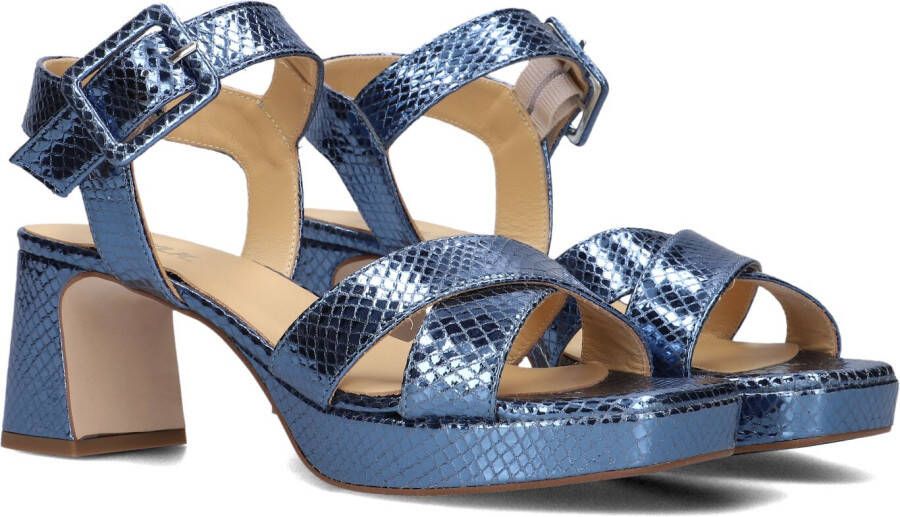 Ctwlk. Blauwe Leren Sandalen met Blokhak Blue Dames